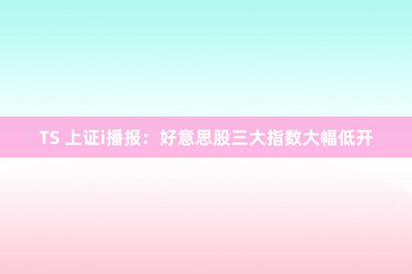 TS 上证i播报：好意思股三大指数大幅低开