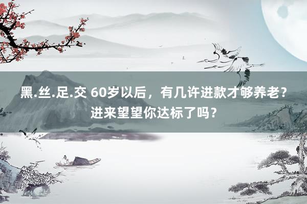 黑.丝.足.交 60岁以后，有几许进款才够养老？进来望望你达标了吗？