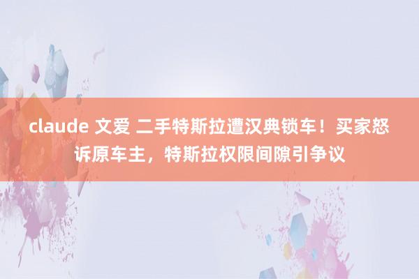 claude 文爱 二手特斯拉遭汉典锁车！买家怒诉原车主，特斯拉权限间隙引争议
