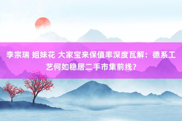 李宗瑞 姐妹花 大家宝来保值率深度瓦解：德系工艺何如稳居二手市集前线？