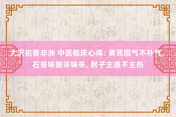 大沢佑香非洲 中医临床心得: 黄芪固气不补气, 石膏味酸非味辛, 附子主通不主热
