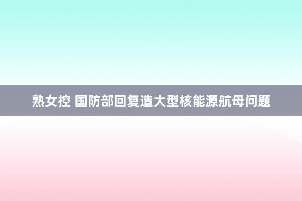 熟女控 国防部回复造大型核能源航母问题