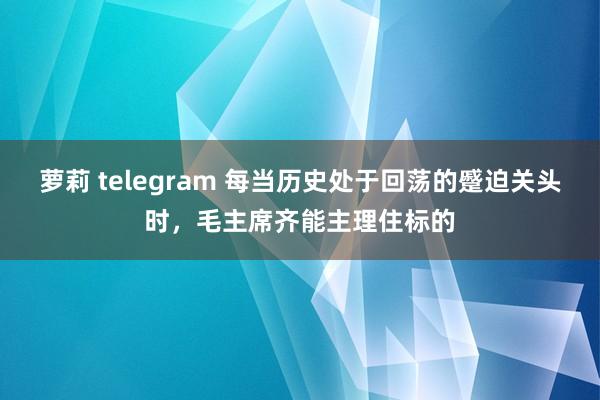 萝莉 telegram 每当历史处于回荡的蹙迫关头时，毛主席齐能主理住标的