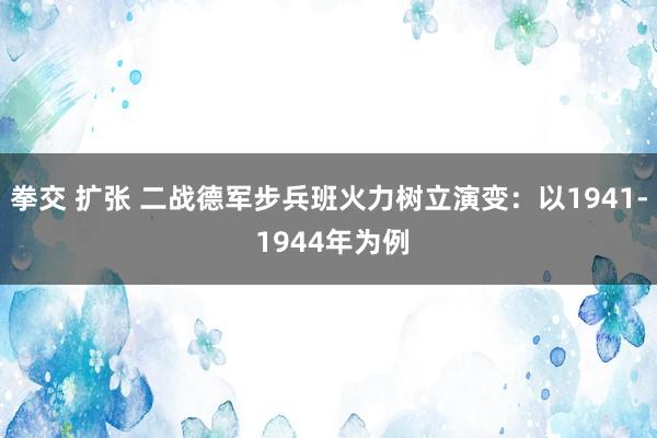 拳交 扩张 二战德军步兵班火力树立演变：以1941- 1944年为例