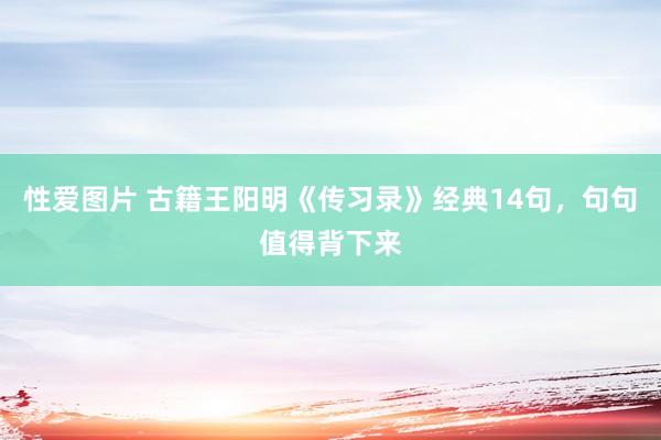 性爱图片 古籍王阳明《传习录》经典14句,句句值得背下来