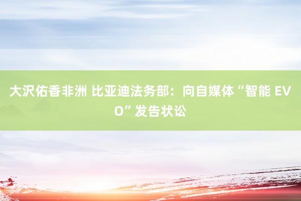 大沢佑香非洲 比亚迪法务部：向自媒体“智能 EVO”发告状讼